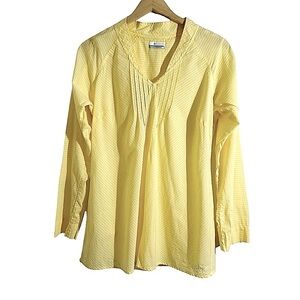 Columbia 3Q Sunrise Tunic Size Medium Yellow And White Stripes Long Sleeves